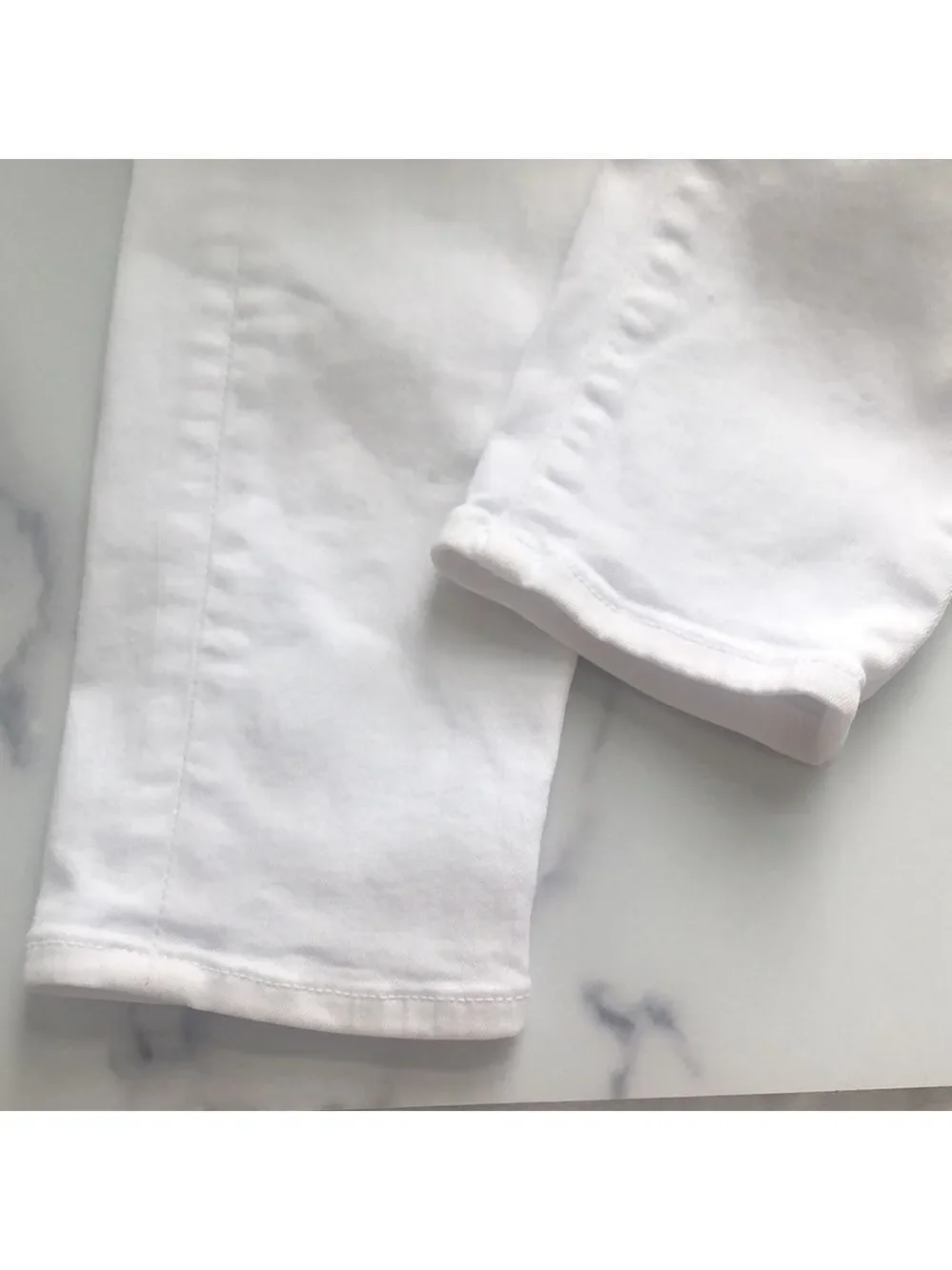 Le Skinny De Jeane Blanc White Distressed Jeans by Frame Denim Size 27